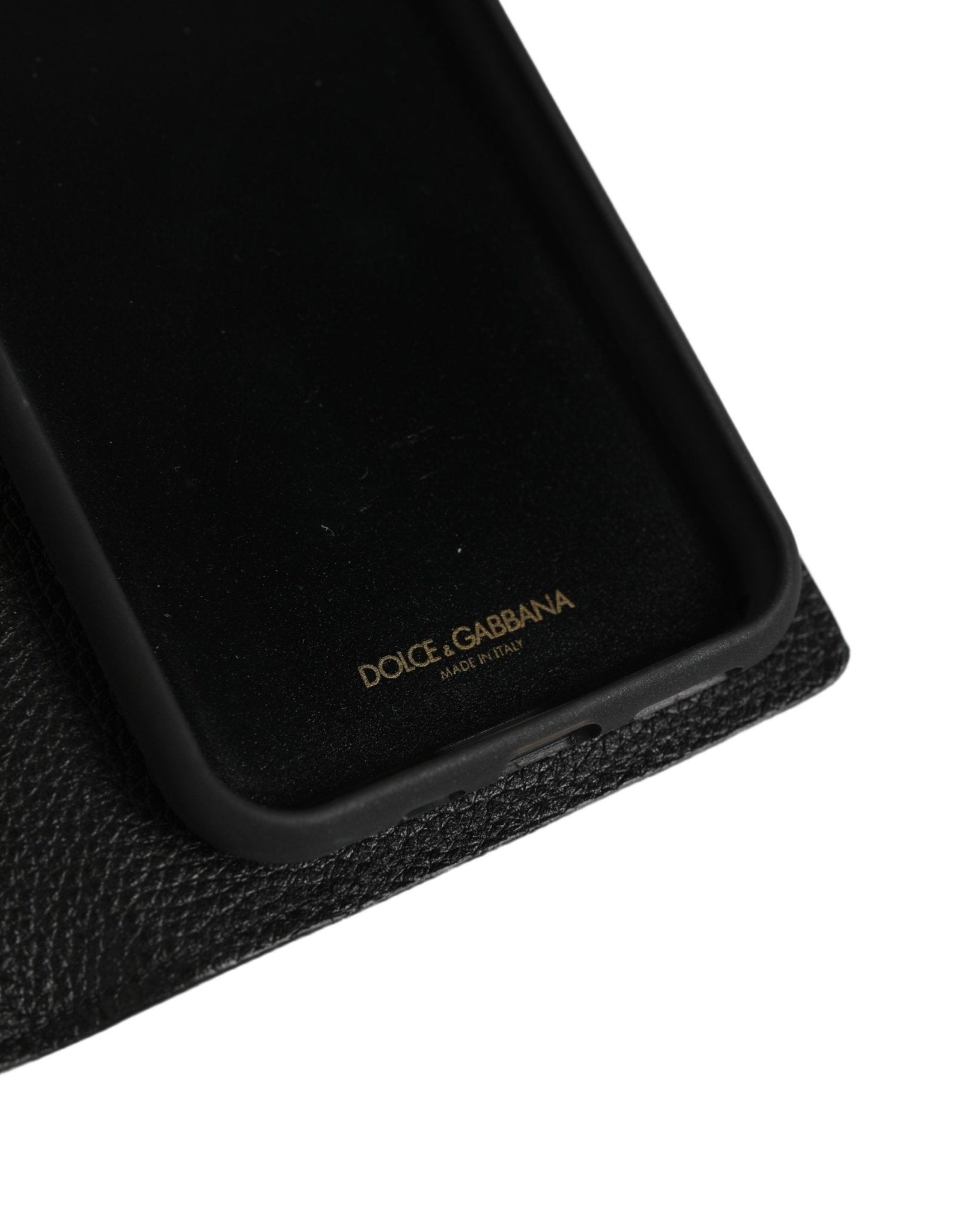 Dolce & Gabbana Case Flip Cover Black Calf Leather iPhone11 PRO Phone - HBPS Beauty & Fashion