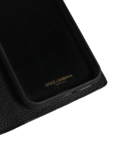 Dolce & Gabbana Case Flip Cover Black Calf Leather iPhone11 PRO Phone - HBPS Beauty & Fashion