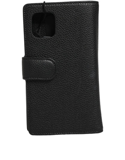 Dolce & Gabbana Case Flip Cover Black Calf Leather iPhone11 PRO Phone - HBPS Beauty & Fashion