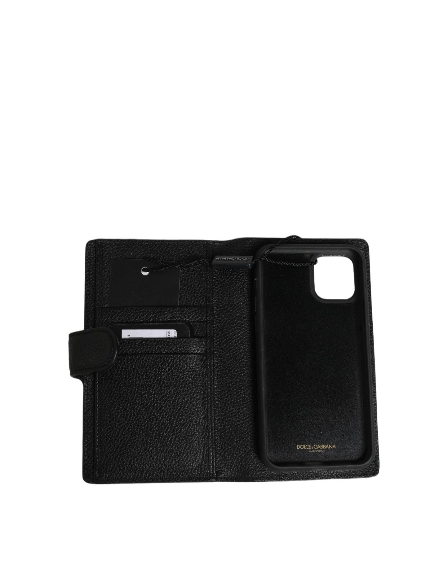 Dolce & Gabbana Case Flip Cover Black Calf Leather iPhone11 PRO Phone - HBPS Beauty & Fashion