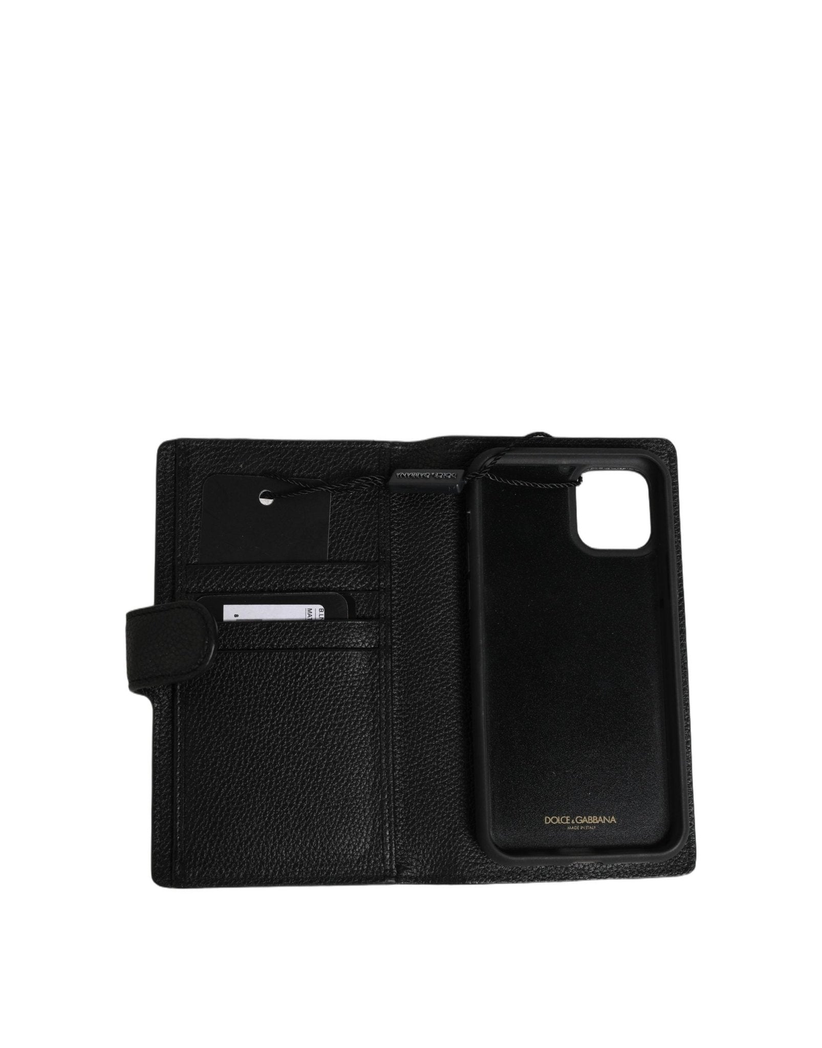 Dolce & Gabbana Case Flip Cover Black Calf Leather iPhone11 PRO Phone - HBPS Beauty & Fashion