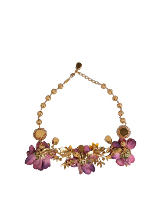 Dolce & Gabbana – Collier Charm Doré Fleurs & Cristaux Multicolores - HBPS Beauty & Fashion