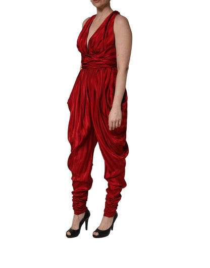 Dolce & Gabbana Combinaison Femme Rouge — Col Halter Plongeant & Drapé | 100% Viscose | Made in Italy - HBPS Beauty & Fashion
