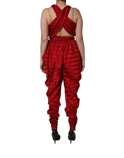 Dolce & Gabbana Combinaison Femme Rouge — Col Halter Plongeant & Drapé | 100% Viscose | Made in Italy - HBPS Beauty & Fashion
