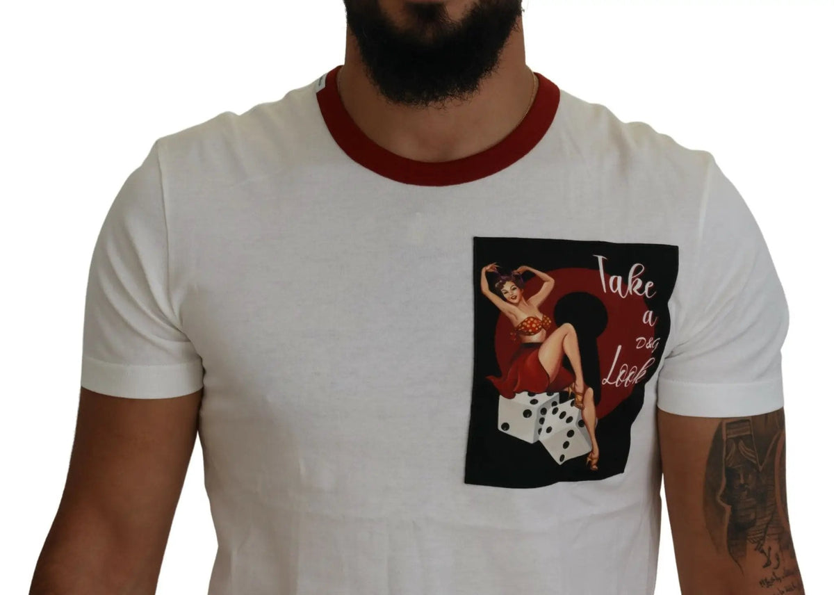 Dolce & Gabbana Cotton White Logo Print Crewneck T-shirt - HBPS Beauty & Fashion