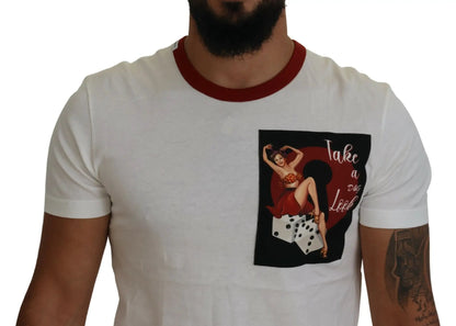Dolce & Gabbana Cotton White Logo Print Crewneck T-shirt - HBPS Beauty & Fashion