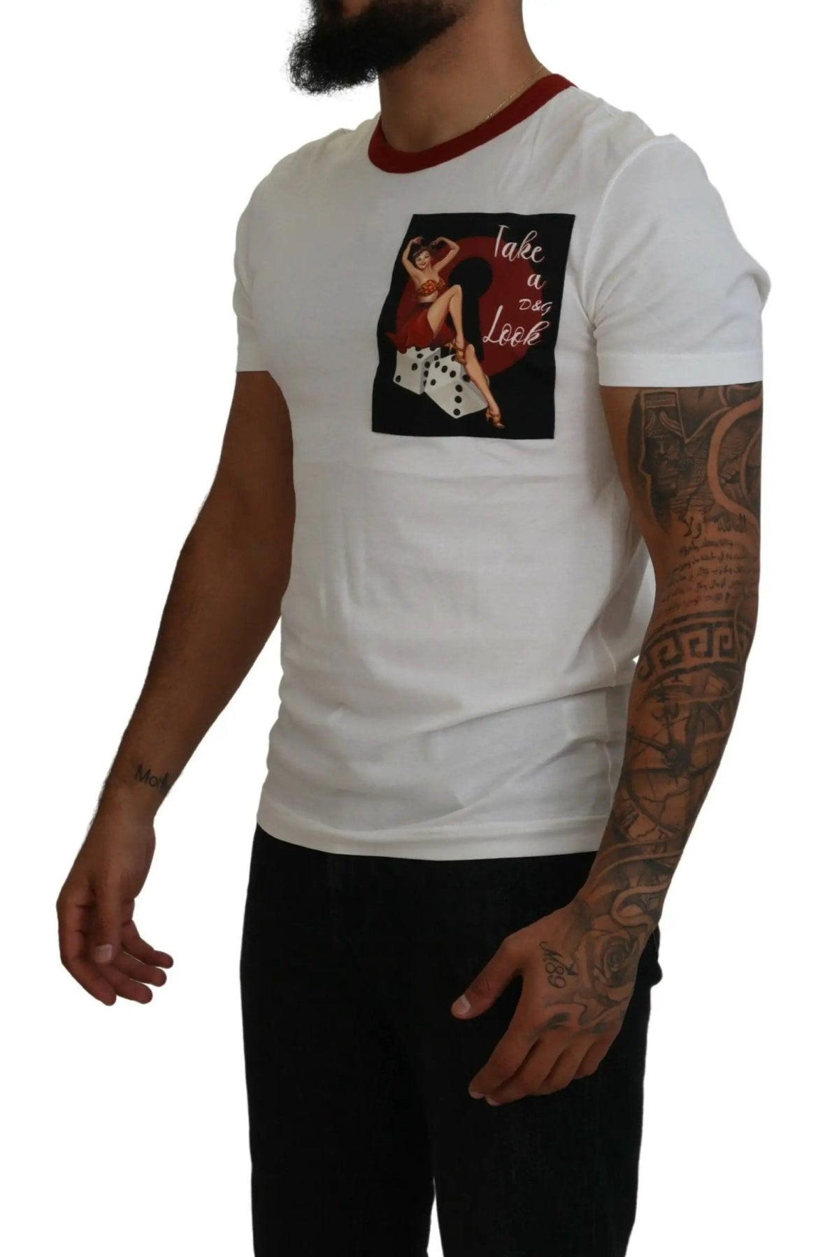 Dolce & Gabbana Cotton White Logo Print Crewneck T-shirt - HBPS Beauty & Fashion