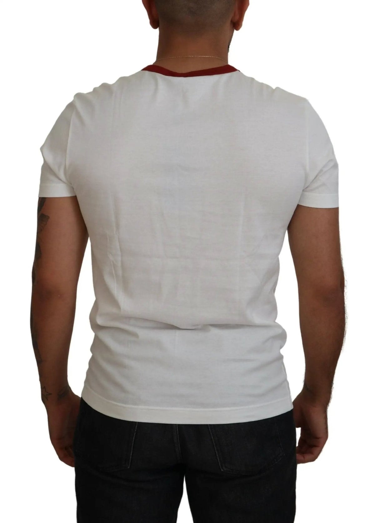 Dolce & Gabbana Cotton White Logo Print Crewneck T-shirt - HBPS Beauty & Fashion