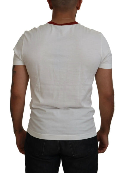 Dolce & Gabbana Cotton White Logo Print Crewneck T-shirt - HBPS Beauty & Fashion