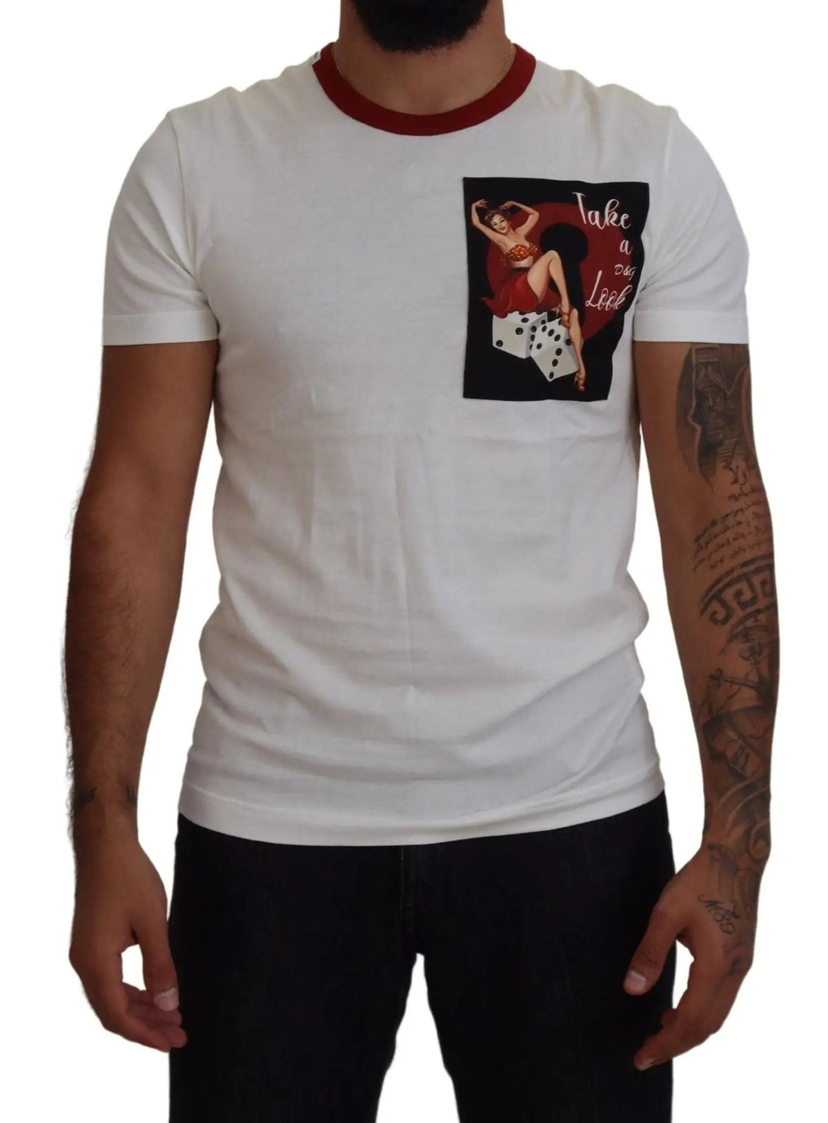 Dolce & Gabbana Cotton White Logo Print Crewneck T-shirt - HBPS Beauty & Fashion