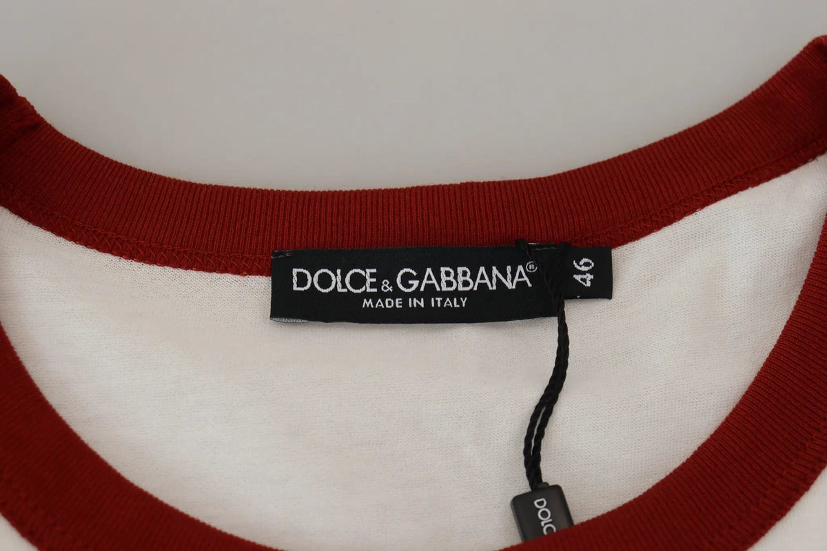 Dolce & Gabbana Cotton White Logo Print Crewneck T-shirt - HBPS Beauty & Fashion