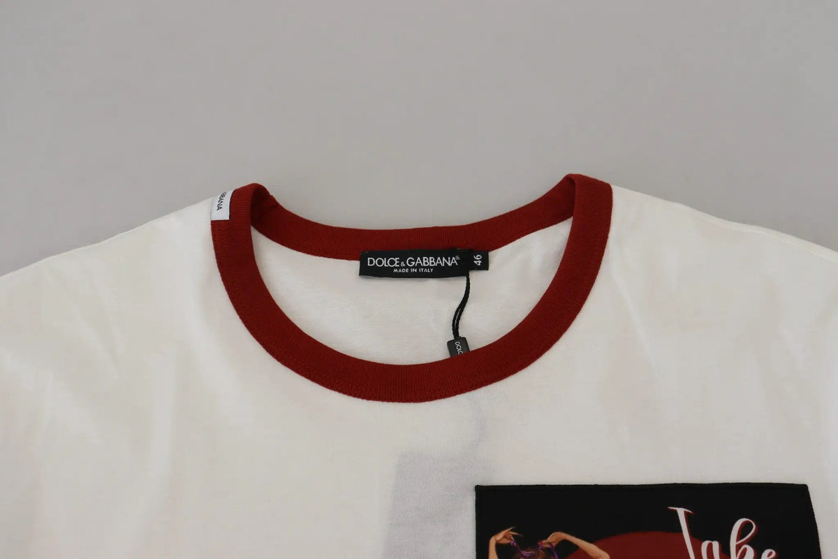 Dolce & Gabbana Cotton White Logo Print Crewneck T-shirt - HBPS Beauty & Fashion