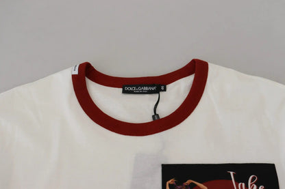 Dolce & Gabbana Cotton White Logo Print Crewneck T-shirt - HBPS Beauty & Fashion