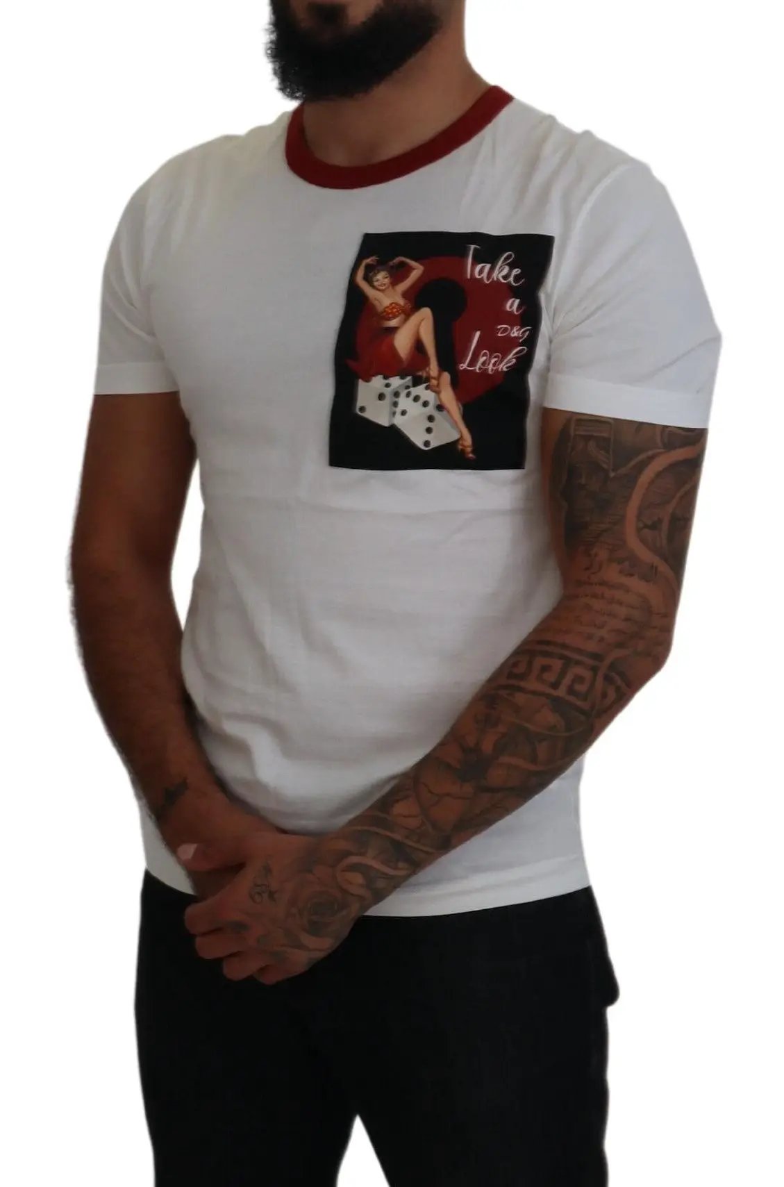 Dolce & Gabbana Cotton White Logo Print Crewneck T-shirt - HBPS Beauty & Fashion