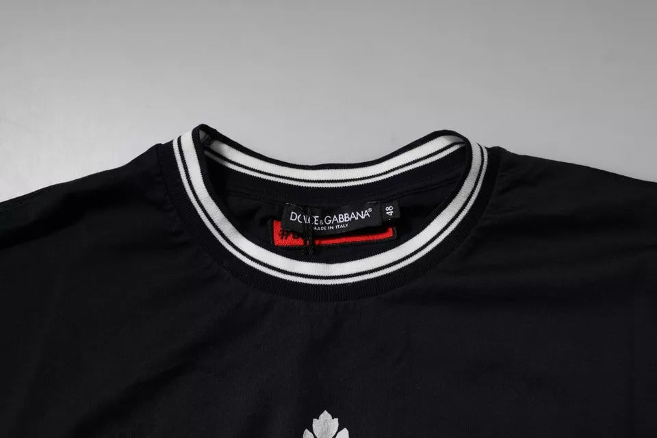Dolce & Gabbana Dark Blue Logo Crown Cotton Crew Neck T-shirt - HBPS Beauty & Fashion