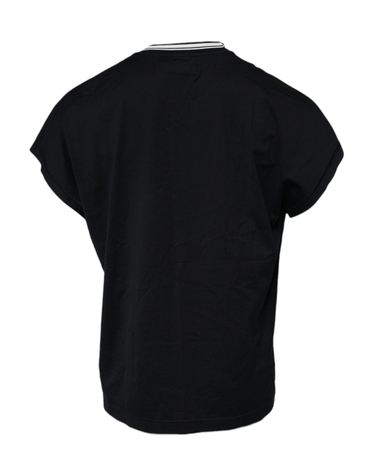 Dolce & Gabbana Dark Blue Logo Crown Cotton Crew Neck T-shirt - HBPS Beauty & Fashion