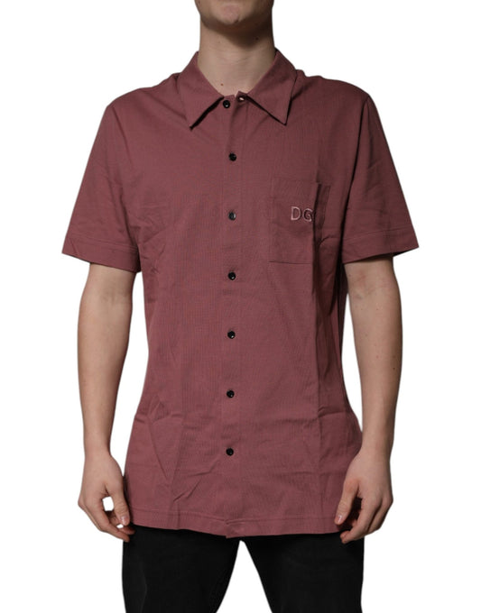Dolce & Gabbana Dark Pink Button Down Casual Polo Men Shirt - HBPS Beauty & Fashion