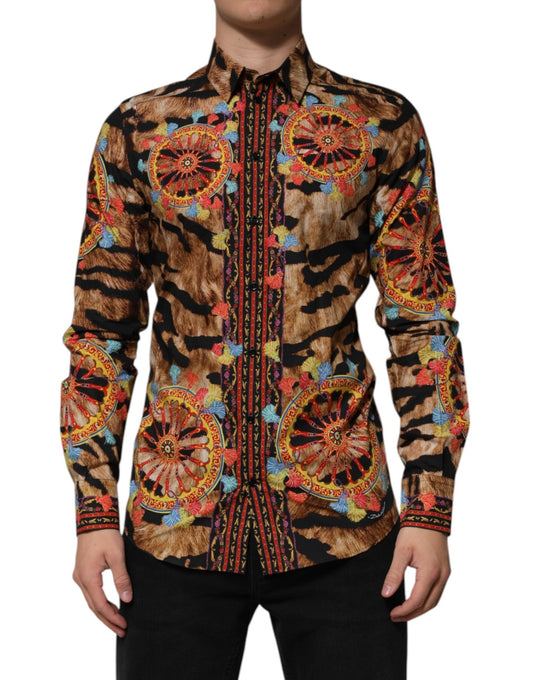 Dolce & Gabbana GOLD Cotton Tiger Carretto Long Sleeve Shirt - HBPS Beauty & Fashion