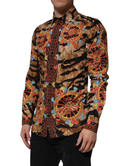 Dolce & Gabbana GOLD Cotton Tiger Carretto Long Sleeve Shirt - HBPS Beauty & Fashion