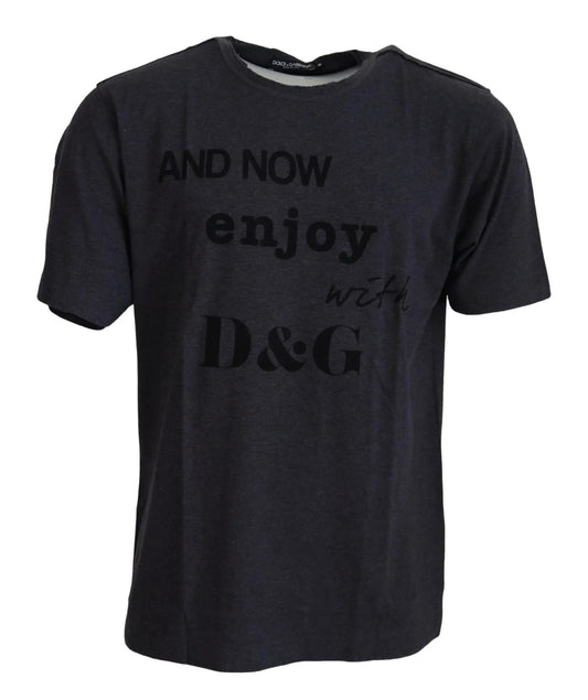 Dolce & Gabbana Gray Crewneck Cotton Short Sleeve T-shirt - HBPS Beauty & Fashion