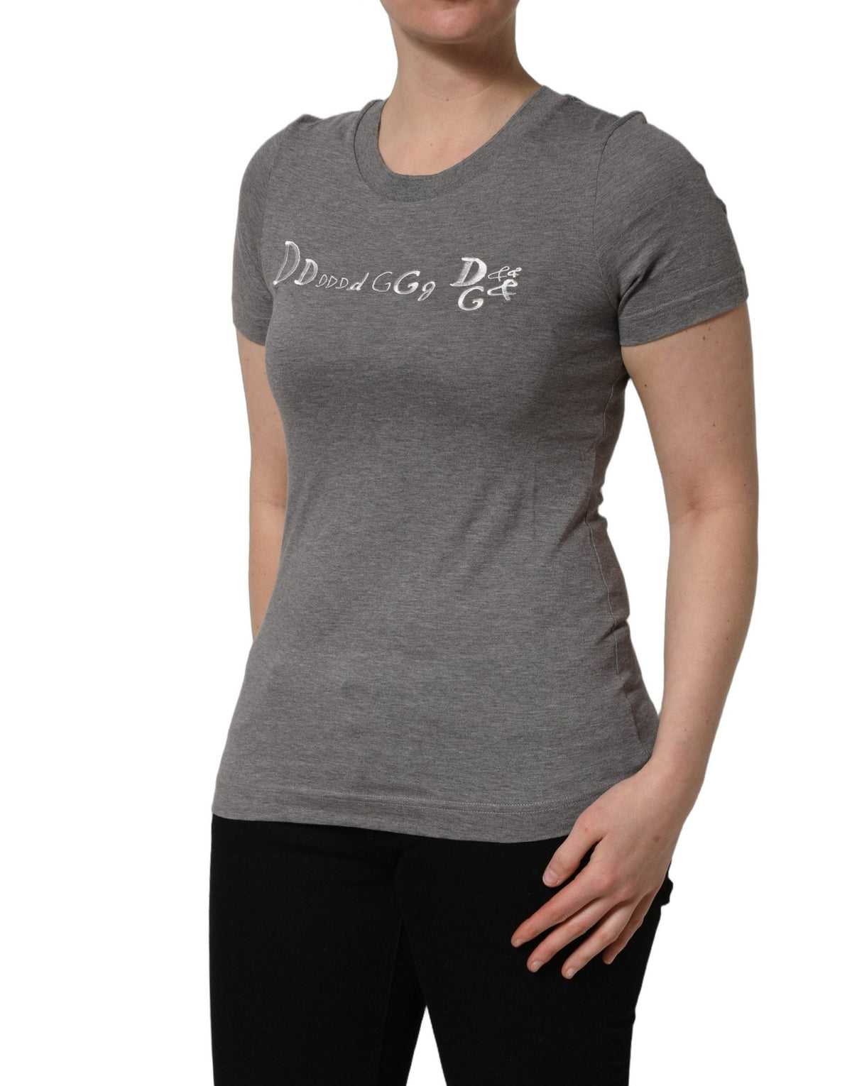 Dolce & Gabbana Gray Logo Embroidery Short Sleeve T-shirt - HBPS Beauty & Fashion