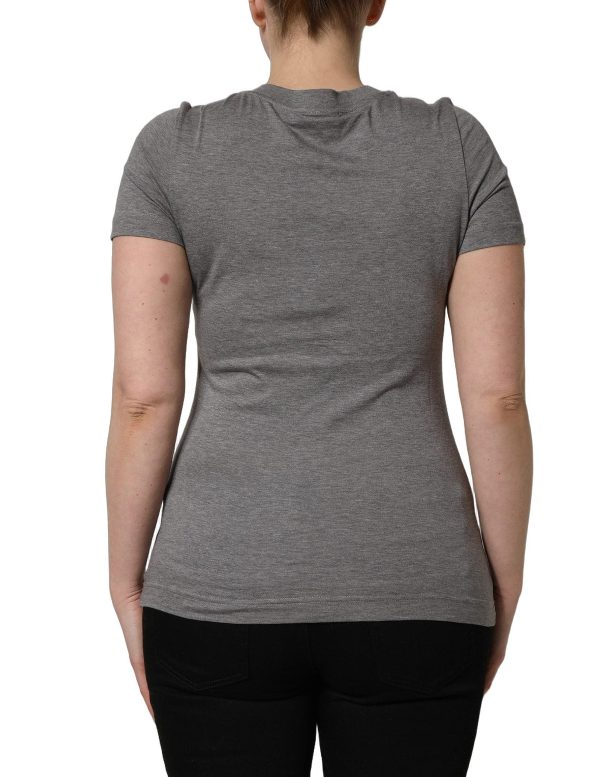Dolce & Gabbana Gray Logo Embroidery Short Sleeve T-shirt - HBPS Beauty & Fashion