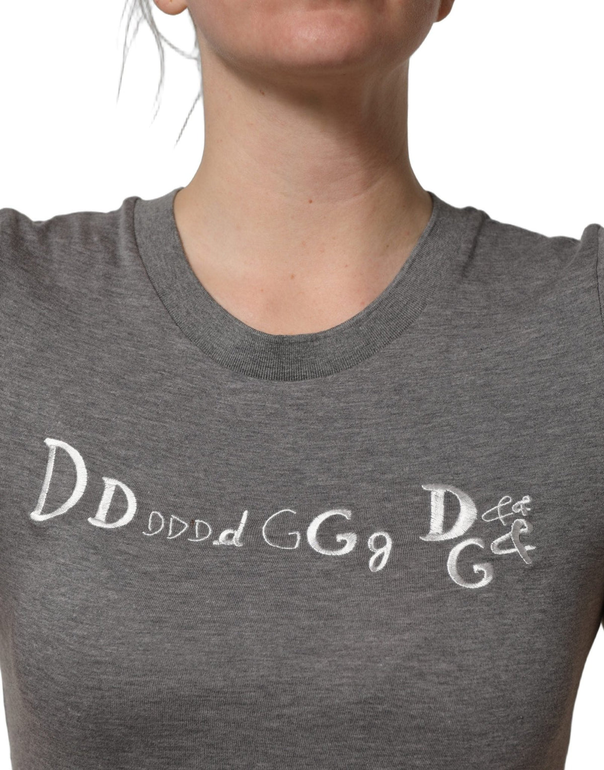 Dolce & Gabbana Gray Logo Embroidery Short Sleeve T-shirt - HBPS Beauty & Fashion