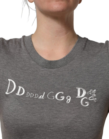Dolce & Gabbana Gray Logo Embroidery Short Sleeve T-shirt - HBPS Beauty & Fashion