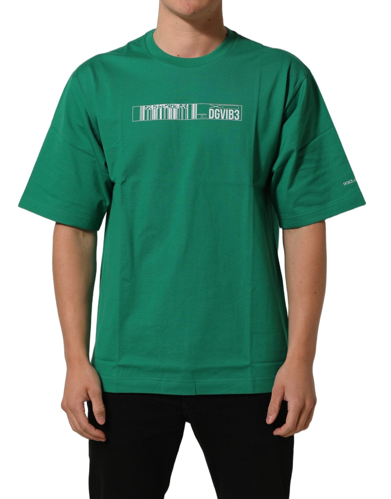 Dolce & Gabbana Green Cotton DGVIB3 Print Crew Neck T-shirt - HBPS Beauty & Fashion