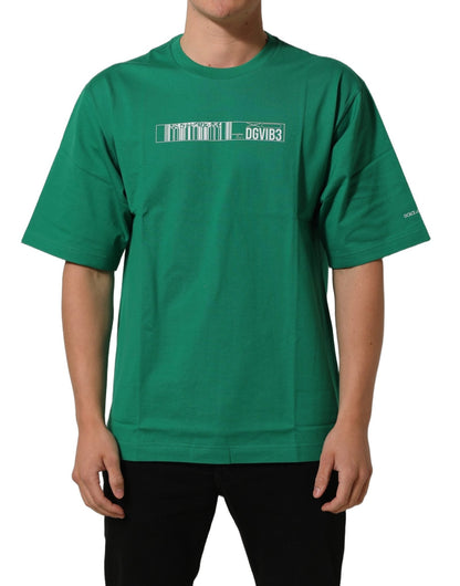 Dolce & Gabbana Green Cotton DGVIB3 Print Crew Neck T-shirt - HBPS Beauty & Fashion