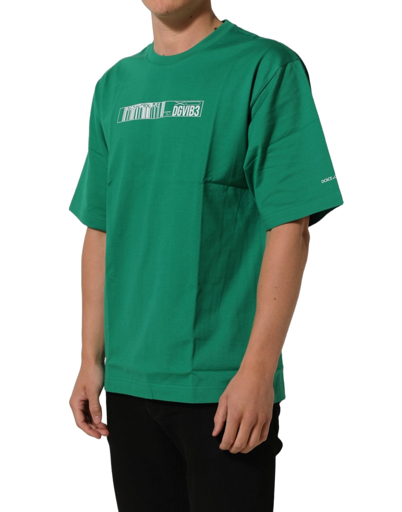 Dolce & Gabbana Green Cotton DGVIB3 Print Crew Neck T-shirt - HBPS Beauty & Fashion