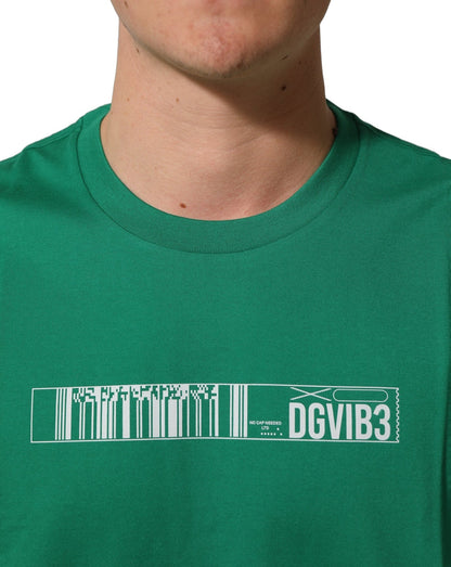 Dolce & Gabbana Green Cotton DGVIB3 Print Crew Neck T-shirt - HBPS Beauty & Fashion