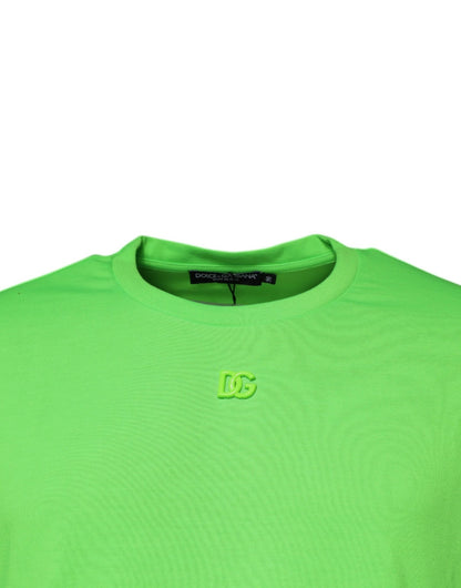 Dolce & Gabbana Green DG Logo Cotton Crew Neck T-shirt - HBPS Beauty & Fashion