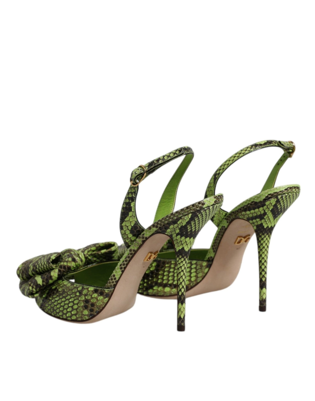 Dolce & Gabbana Green Python Leather Heels Sandals Shoes - HBPS Beauty & Fashion