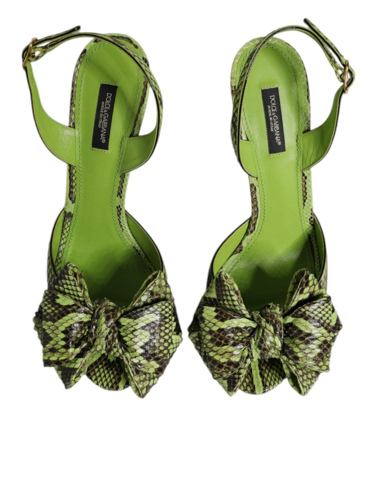 Dolce & Gabbana Green Python Leather Heels Sandals Shoes - HBPS Beauty & Fashion
