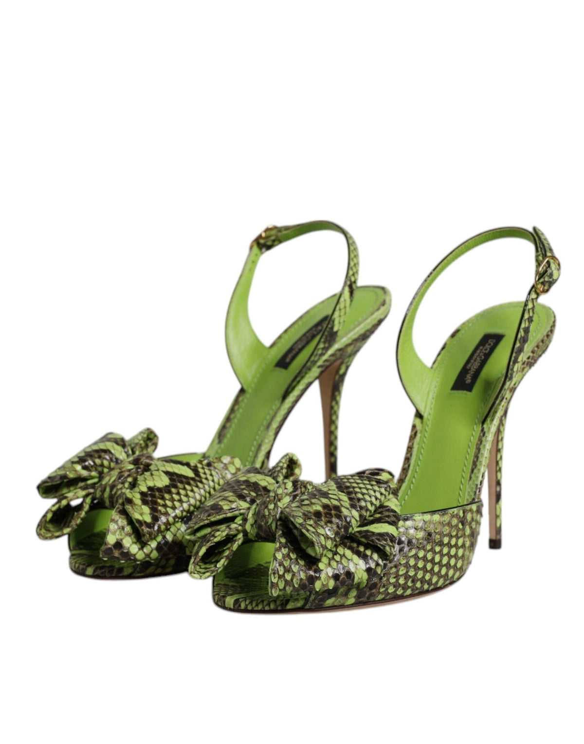 Dolce & Gabbana Green Python Leather Heels Sandals Shoes - HBPS Beauty & Fashion