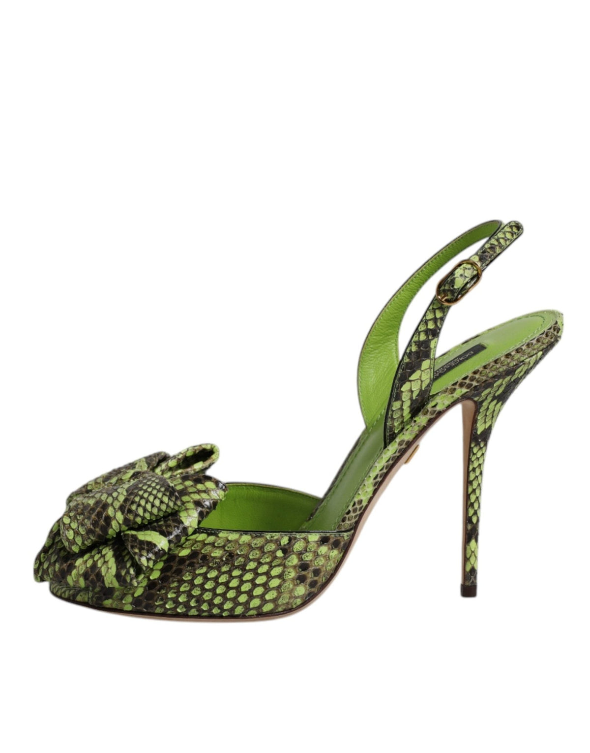 Dolce & Gabbana Green Python Leather Heels Sandals Shoes - HBPS Beauty & Fashion