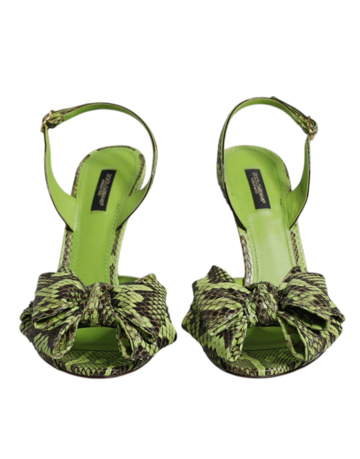 Dolce & Gabbana Green Python Leather Heels Sandals Shoes - HBPS Beauty & Fashion