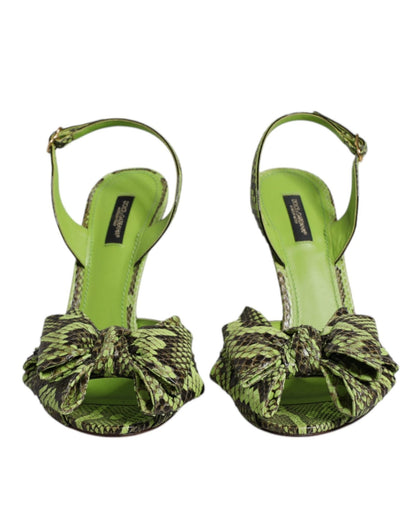 Dolce & Gabbana Green Python Leather Heels Sandals Shoes - HBPS Beauty & Fashion