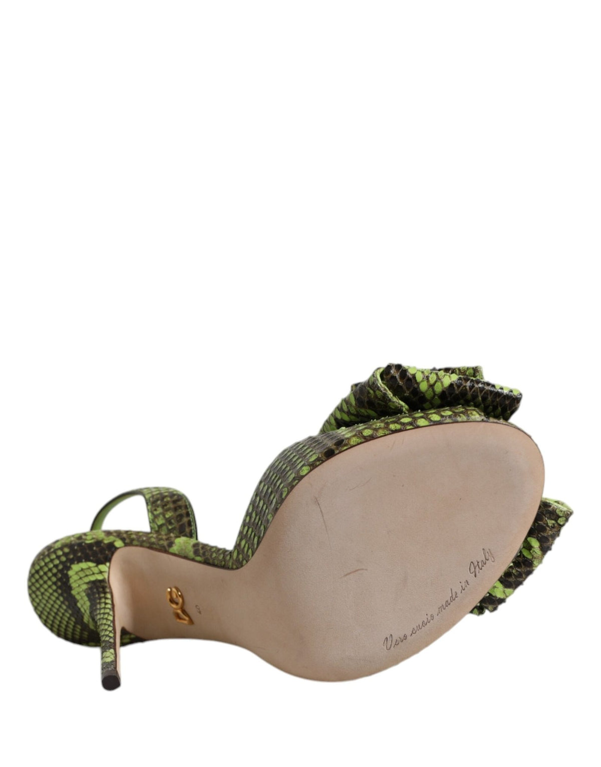 Dolce & Gabbana Green Python Leather Heels Sandals Shoes - HBPS Beauty & Fashion