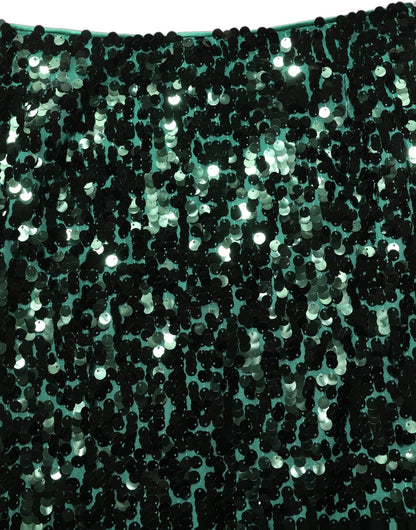 Dolce & Gabbana Green Sequin High Waist Pencil Cut Midi Skirt - HBPS Beauty & Fashion