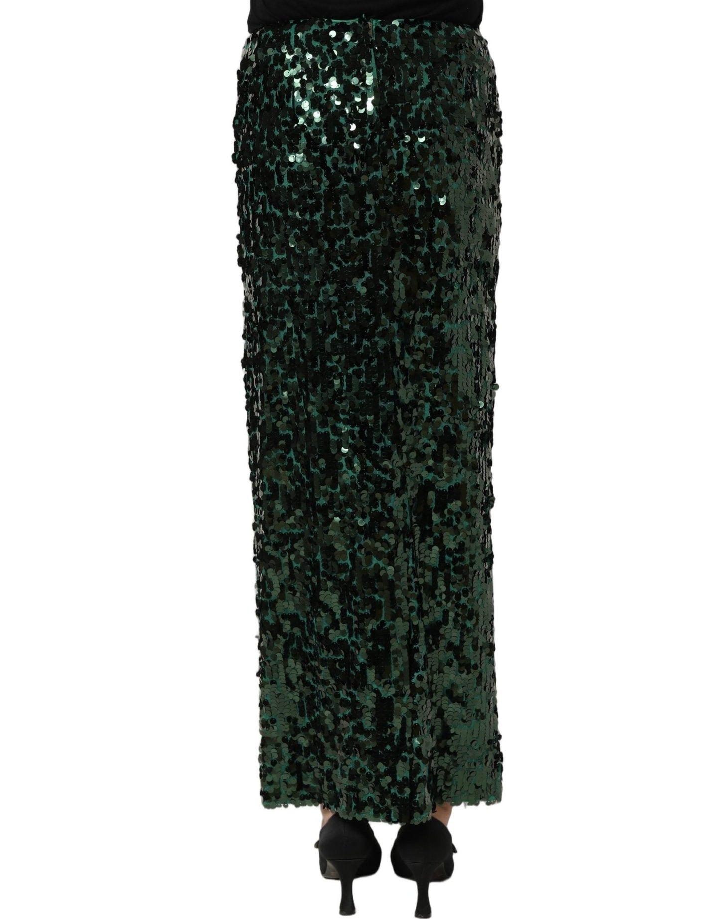 Dolce & Gabbana Green Sequin High Waist Pencil Cut Midi Skirt - HBPS Beauty & Fashion