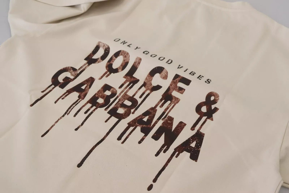 Dolce & Gabbana Ivory Cotton Ivory Printed Crewneck - HBPS Beauty & Fashion