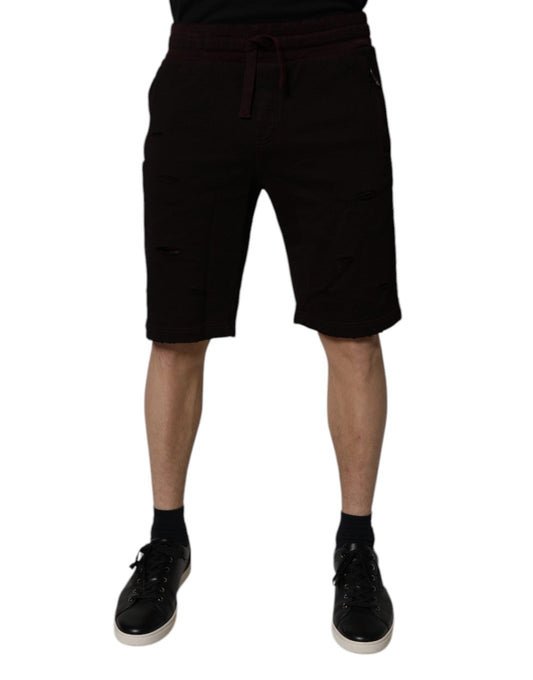 Dolce & Gabbana Maroon Cotton Sweatshorts Men Bermuda Shorts - HBPS Beauty & Fashion
