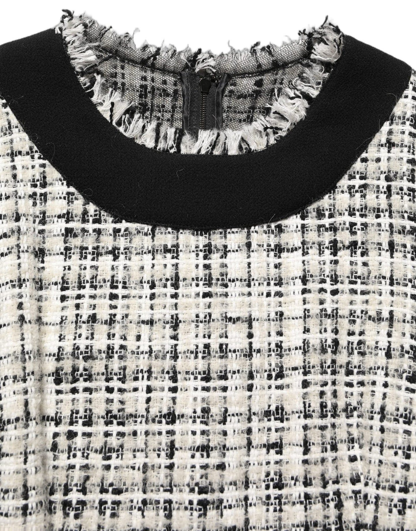Dolce & Gabbana Multicolor Bouclé Tweed Frayed Trim Midi Dress - HBPS Beauty & Fashion