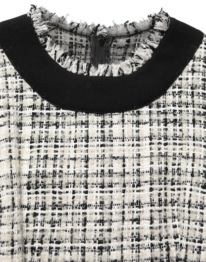 Dolce & Gabbana Multicolor Bouclé Tweed Frayed Trim Midi Dress - HBPS Beauty & Fashion