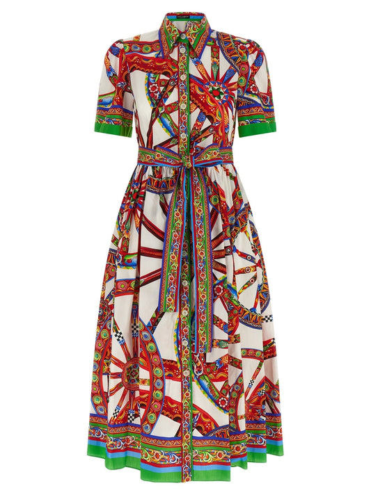 Dolce & Gabbana Multicolor Cotton Midi Dress - HBPS Beauty & Fashion