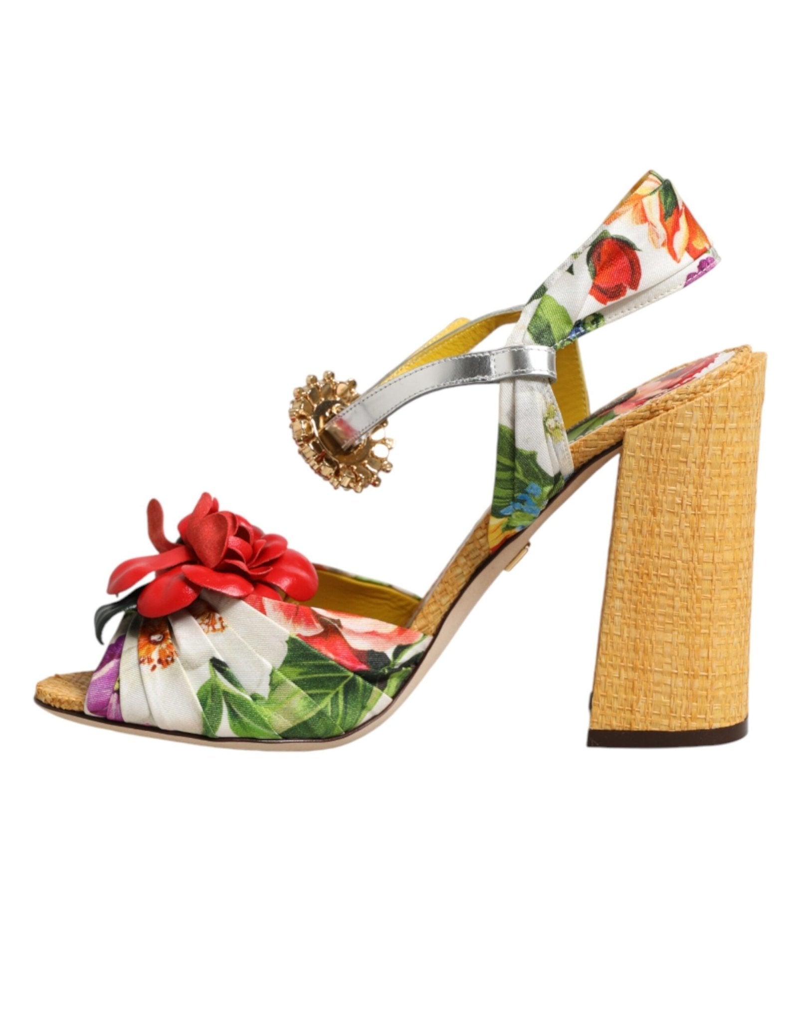 Dolce & Gabbana Multicolor Floral Crystal Embellished Sandals Shoes - HBPS Beauty & Fashion