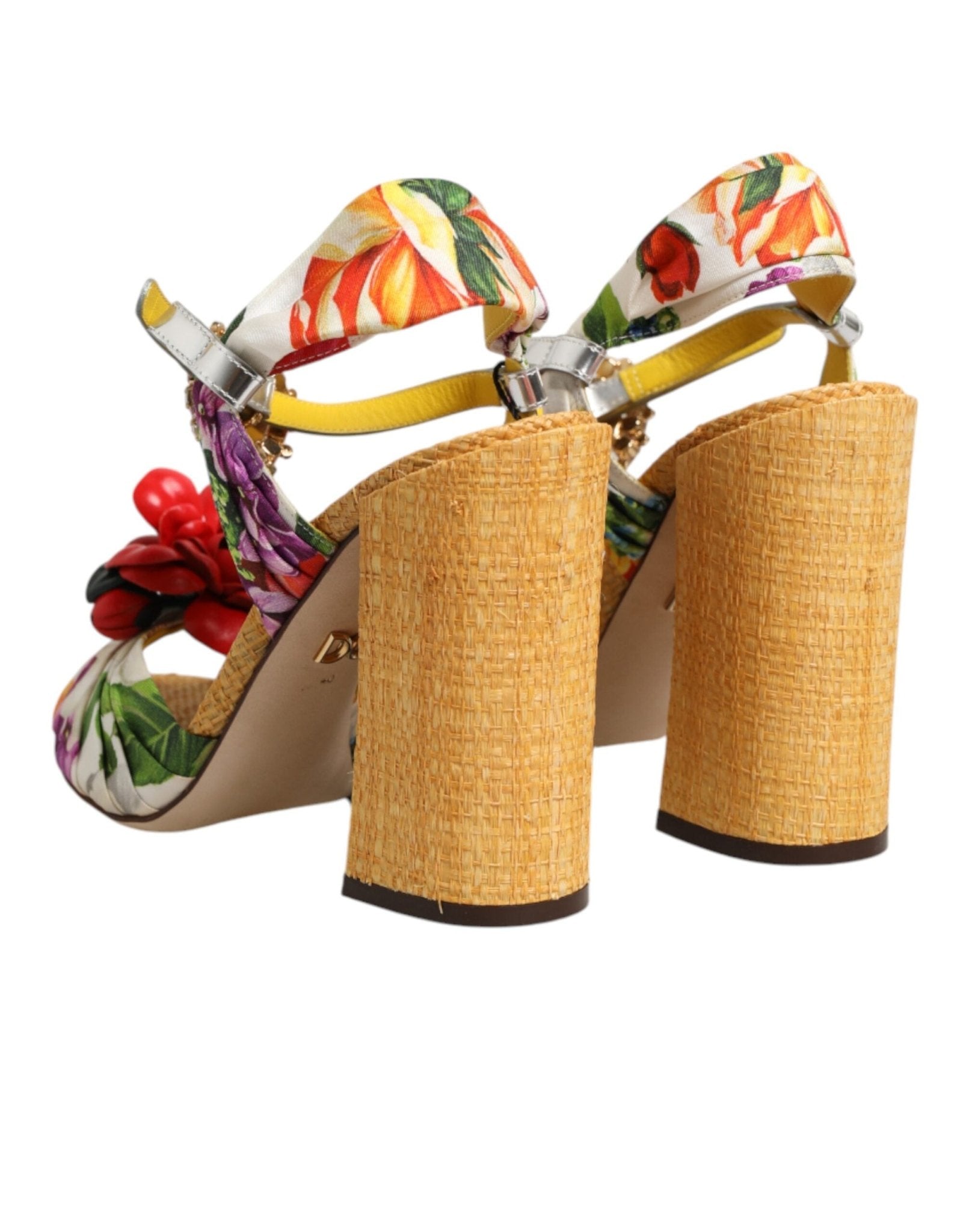 Dolce & Gabbana Multicolor Floral Crystal Embellished Sandals Shoes - HBPS Beauty & Fashion