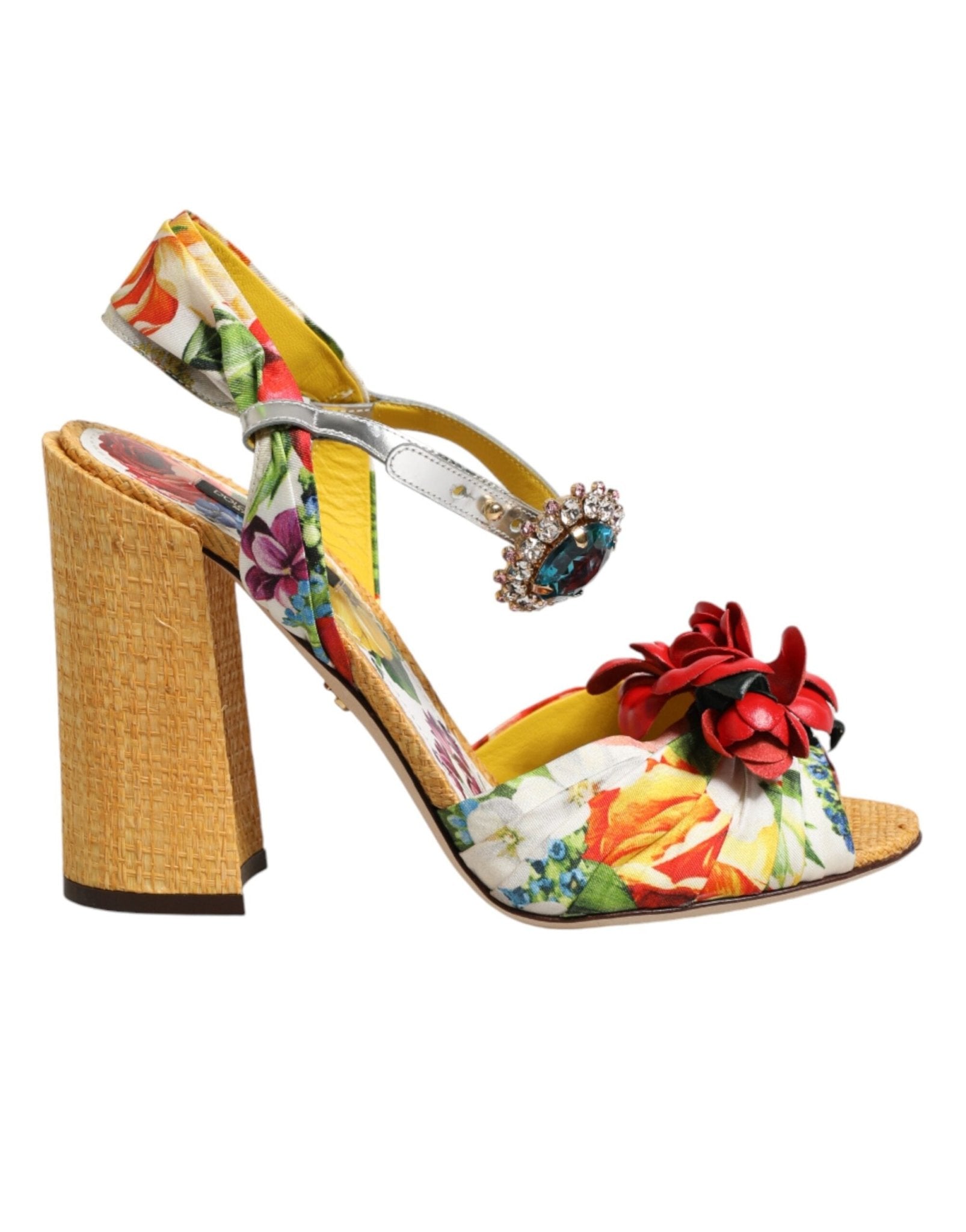 Dolce & Gabbana Multicolor Floral Crystal Embellished Sandals Shoes - HBPS Beauty & Fashion